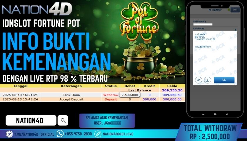 NATION4D – INDSLOT FORTUNE POT RP.2,500,000 LUNAS!!