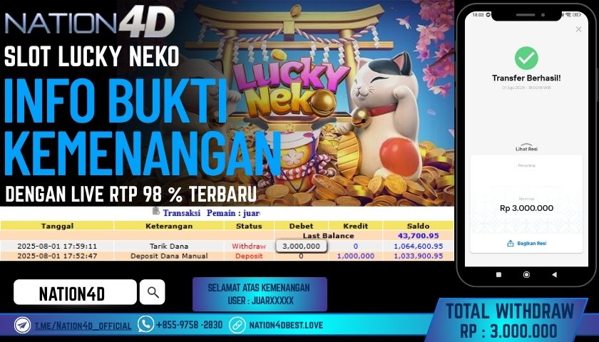 NATION4D – SLOT LUCKY NEKO RP.3,000,000 LUNAS!!