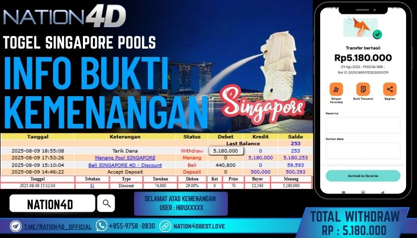 NATION4D – TOGEL SINGAPORE POOLS RP.5,180,000 LUNAS!!