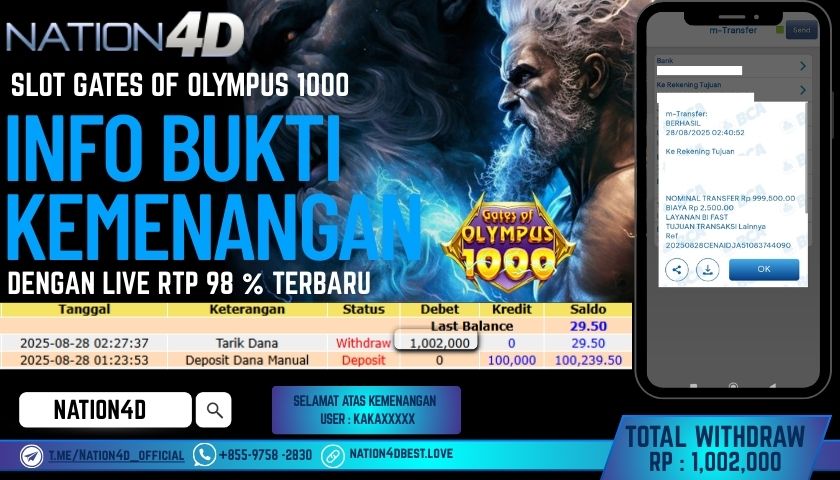 NATION4D -SLOT GATES OF OLYMPUS 1000 RP.1,002,000 LUNAS!!