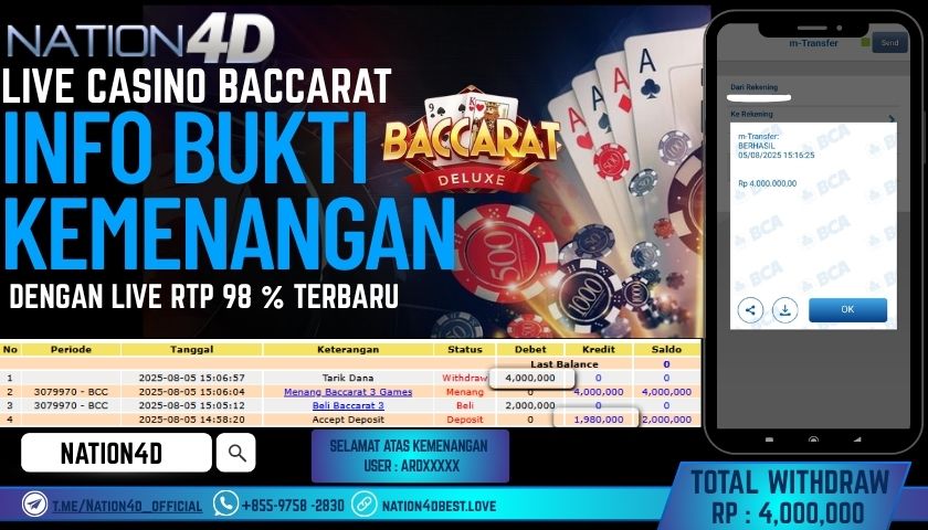 NATION4D – LIVE CASINO BACCARAT RP.4,000,000 LUNAS!!