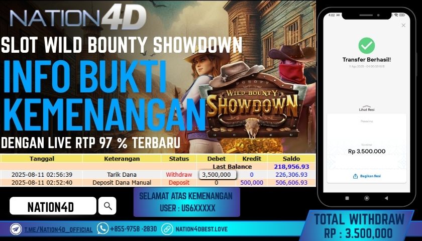 NATION4D – SLOT WILD BOUNTY SHOWDOWN RP.3,500,000 LUNAS!!