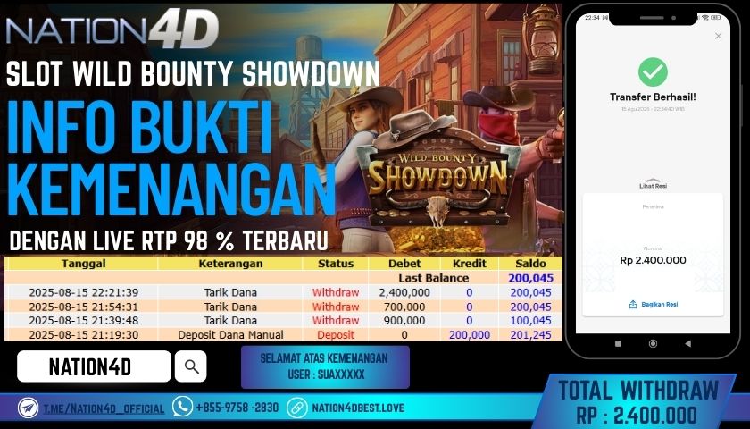 NATION4D – SLOT WILD BOUNTY SHOWDOWN RP.2,400,000 LUNAS!!