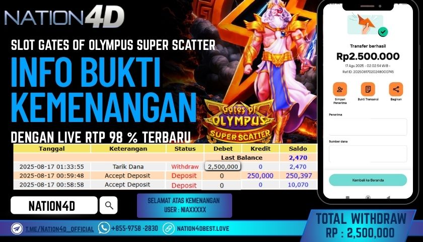 NATION4D – SLOT GATES OF OLYMPUS SUPER SCATTER RP.2,500,000 LUNAS!!
