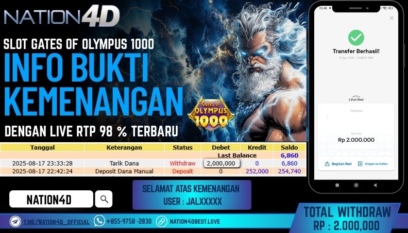 NATION4D – SLOT GATES OF OLYMPUS 1000 RP.2,000,000 LUNAS!!