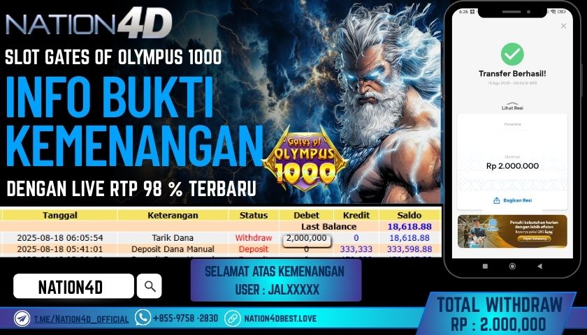 NATION4D – SLOT GATES OF OLYMPUS 1000 RP.2,000,000 LUNAS!!