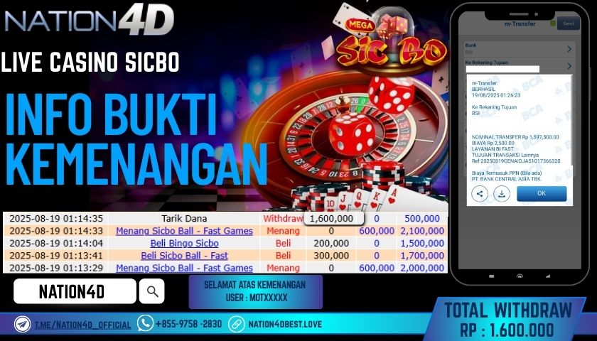 NATION4D – LIVE CASINO SICBO RP.1,600,000 LUNAS!!