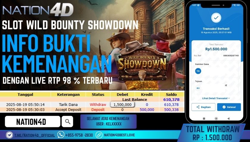 NATION4D – SLOT WILD BOUNTY SHOWDOWN RP.1,500,000 LUNAS!!