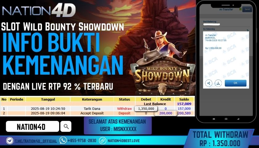 NATION4D – SLOT WILD BOUNTY SHOWDOWN RP.1,350,000 LUNAS!!