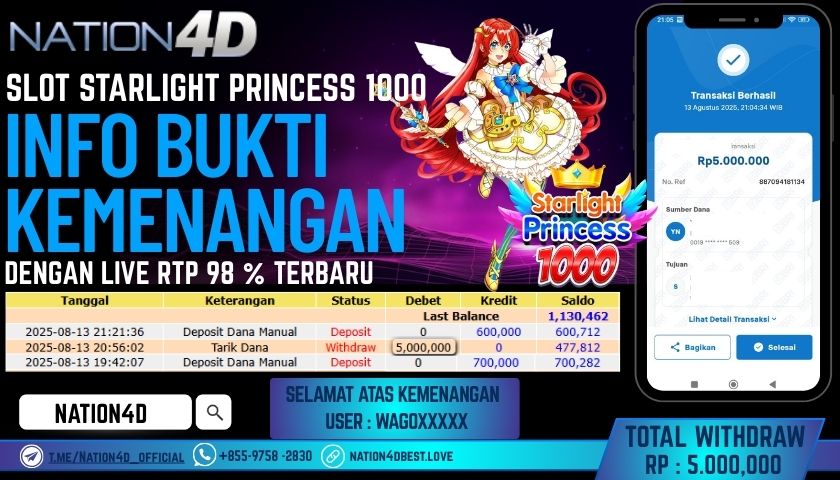 NATION4D – SLOT STARLIGHT PRINCES 1000                          RP.5.000.000 LUNAS!!