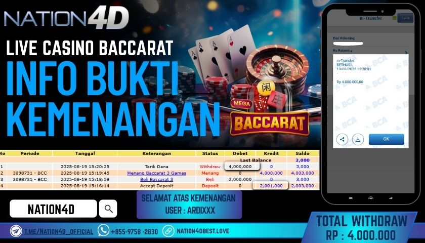 NATION4D – LIVE CASINO BACCARAT RP.4,000,000 LUNAS!!
