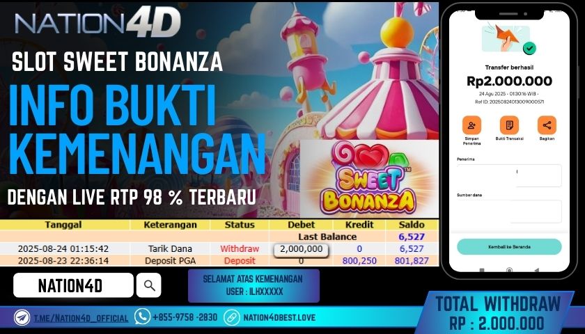 NATION4D -SLOT SWEET BONANZA RP.2,000,000 LUNAS!!