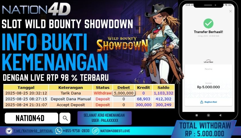 NATION4D -SLOT WILD BOUNTY SHOWDOWN RP.5,000,000 LUNAS!!