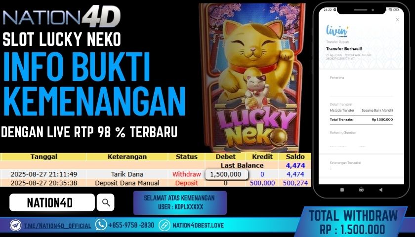NATION4D -SLOT LUCKY NEKO RP.1,500,000 LUNAS!!