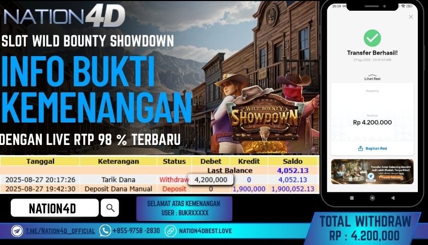 NATION4D -SLOT WILD BOUNTY SHOWDOWN RP.4,200,000 LUNAS!!