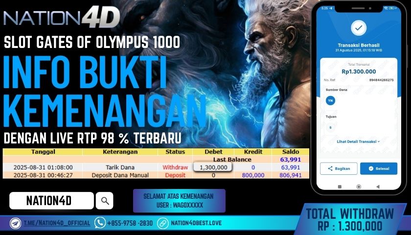 NATION4D -SLOT GATES OF OLYMPUS 1000 RP.1,300,000 LUNAS!!