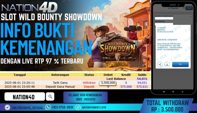 NATION4D – SLOT WILD BOUNTY SHOWDOWN RP.3,500,000 LUNAS!!