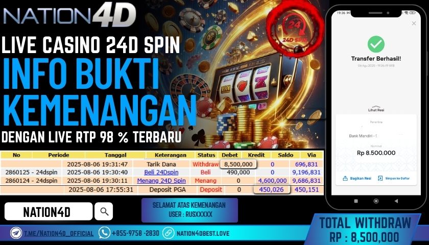NATION4D – LIVE CASINO 24D SPIN RP.8,500,000 LUNAS!!