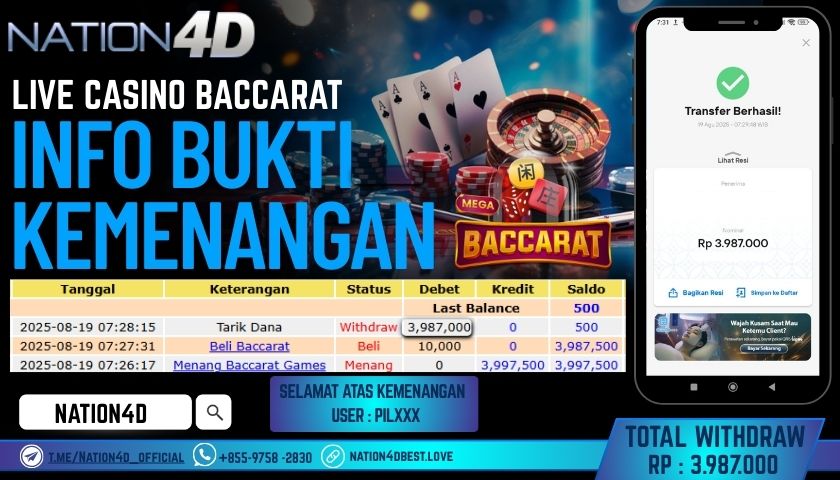 NATION4D – LIVE CASINO BACCARAT RP.3,987,000 LUNAS!!