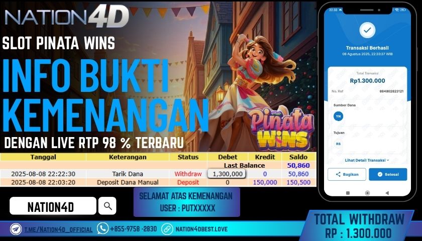 NATION4D – SLOT PINATA WINS RP.1,300,000 LUNAS!!