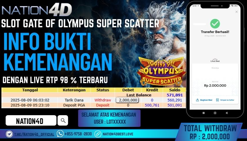 NATION4D – SLOT GATES OF OLYMPUS SUPER SCATTER RP.2,000,000 LUNAS!!