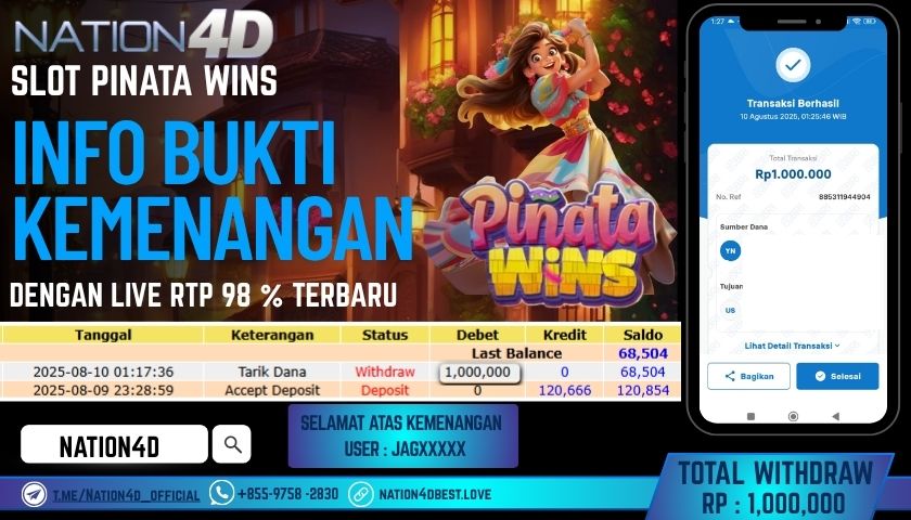 NATION4D – SLOT PINATA WINS RP.1,000,000 LUNAS!!