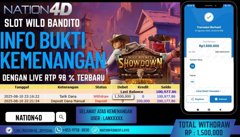 NATION4D – SLOT WILD BOUNTY SHOWDOWN RP.1,500,000 LUNAS!!