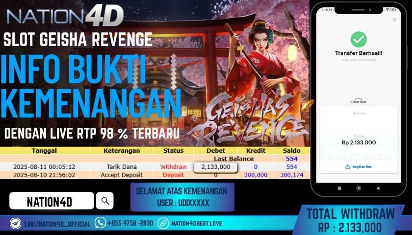 NATION4D – SLOT GEISHA REVENGE RP.2,133,000 LUNAS!!