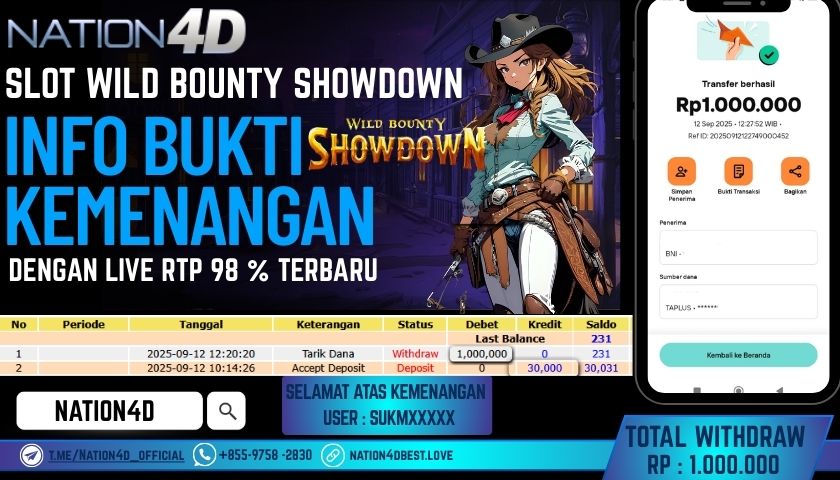 NATION4D -SLOT WILD BOUNTY SHOWDOWN RP.1,000,000 LUNAS!!