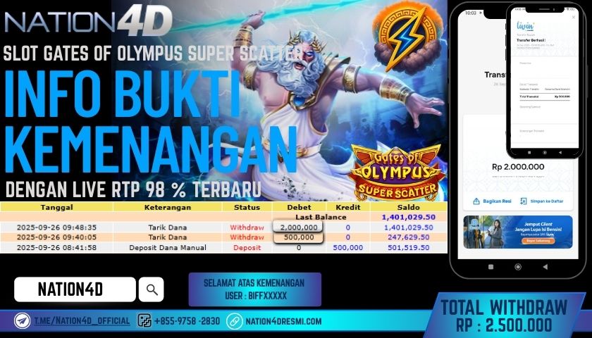 NATION4D -SLOT GATES OF OLYMPUS SUPER SCATTER RP.2,500,000 LUNAS!