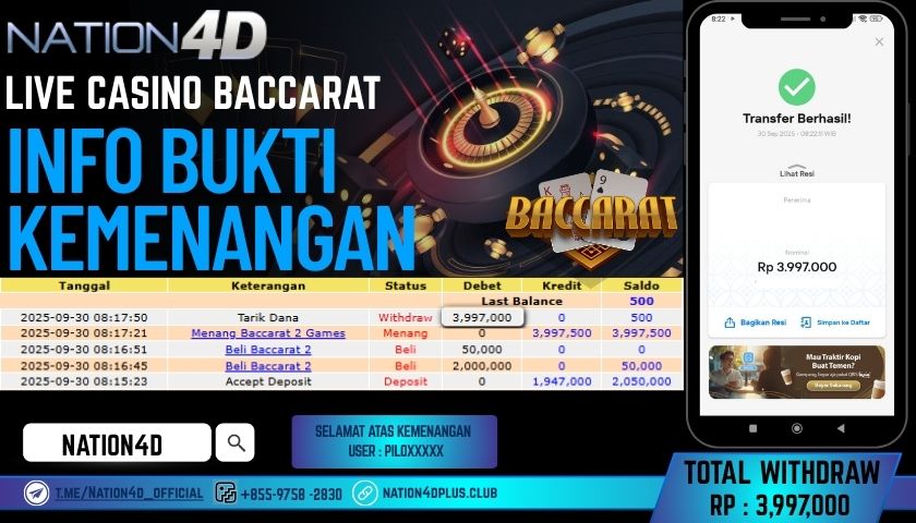 NATION4D -LIVE CASINO BACCARAT RP.3,997,000 LUNAS!