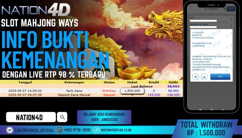 NATION4D -SLOT MAHJONG WAYS RP.1,500,000 LUNAS!