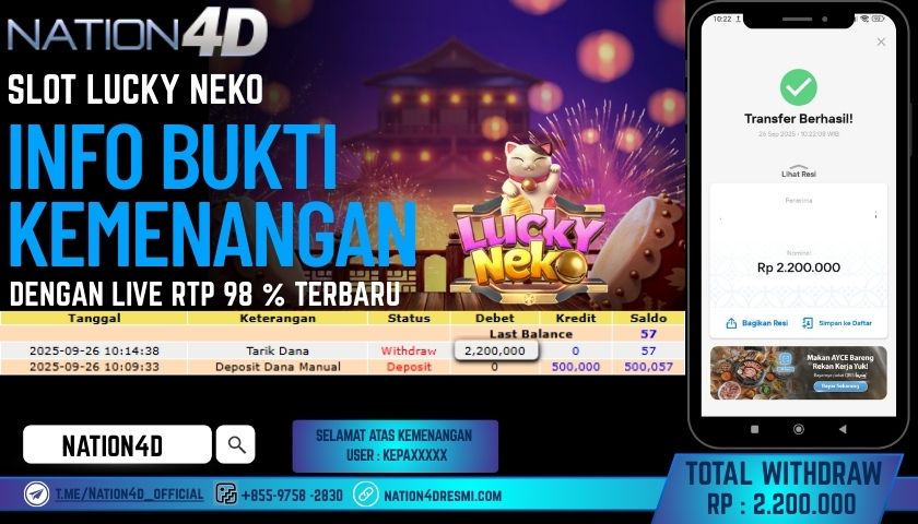NATION4D -SLOT LUCKY NEKO RP.2,200,000 LUNAS!