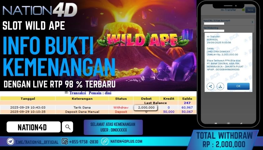 NATION4D -SLOT   WILD APE   RP.2,000,000 LUNAS!