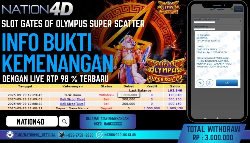 NATION4D -GATES      OF OLYMPUS SUPER SCATTER RP.3,000,000 LUNAS!