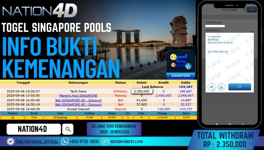 NATION4D -TOGEL SINGAPORE POOLS RP.2,350,000 LUNAS!!
