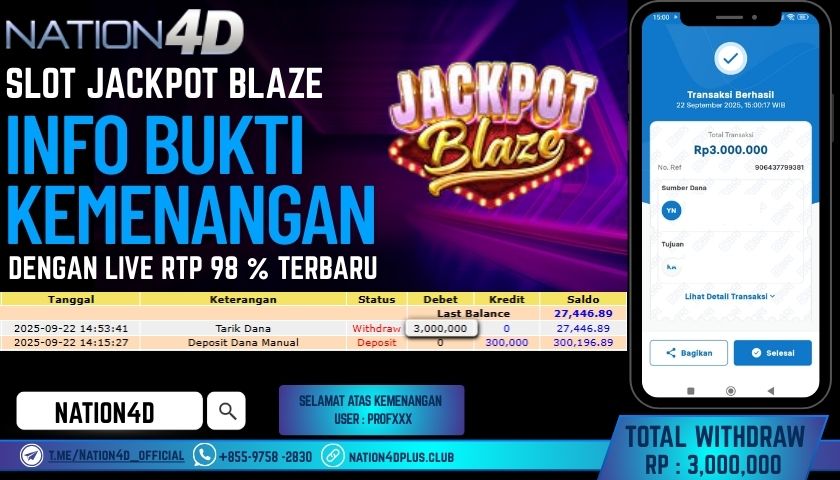 NATION4D -SLOT JACKPOT BLAZE RP.3,000,000 LUNAS!