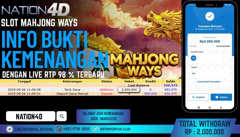 NATION4D -SLOT MAHJONG WAYS RP.2,000,000 LUNAS!