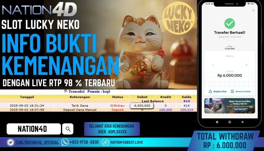 NATION4D -SLOT LUCKY NEKO RP.6,000,000 LUNAS!!
