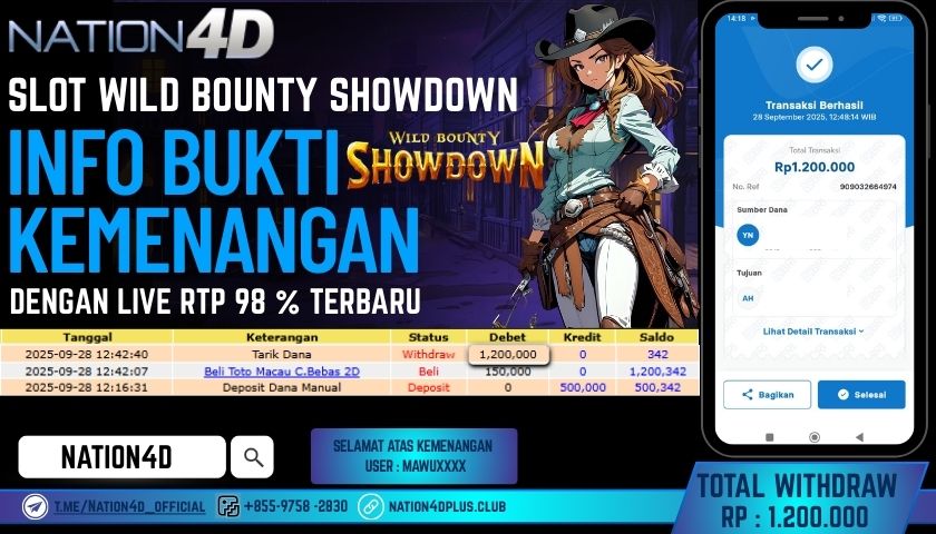 NATION4D -SLOT WILD BOUNTY SHOWDOWN RP.1,200,000 LUNAS!