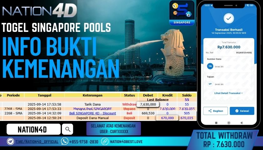 NATION4D -TOGEL SINGAPORE POOL RP.7.630.000 LUNAS!!!
