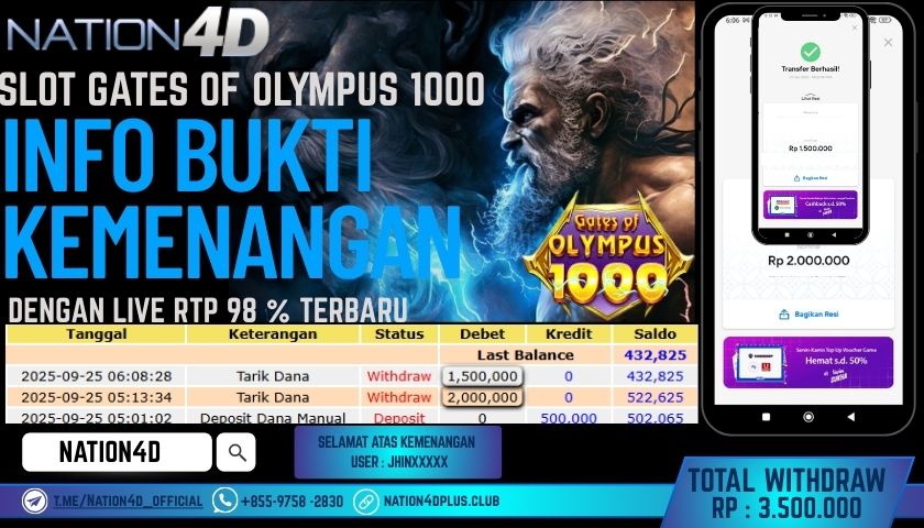 NATION4D -SLOT GATES OF OLYMPUS 1000 RP.3,500,000 LUNAS!