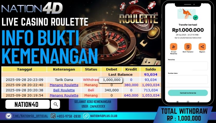 NATION4D -LIVE CASINO ROULETTE RP.1,000,000 LUNAS!
