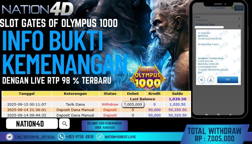 NATION4D -SLOT GATES OF OLYMPUS 1000 RP.7,005,000 LUNAS!
