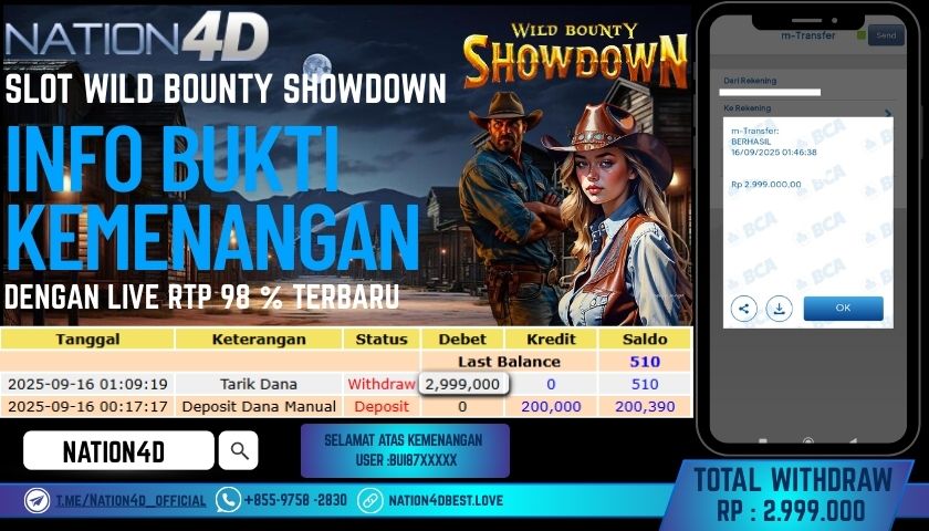 NATION4D -SLOT WILD BOUNTY SHOWDOWN RP.2,999,000 LUNAS!