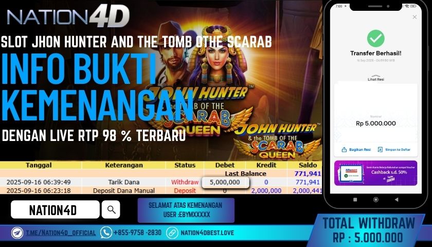NATION4D -SLOT JHON HUNTER AND THE TOMB OF THE SCARAB RP.5,000,000 LUNAS!
