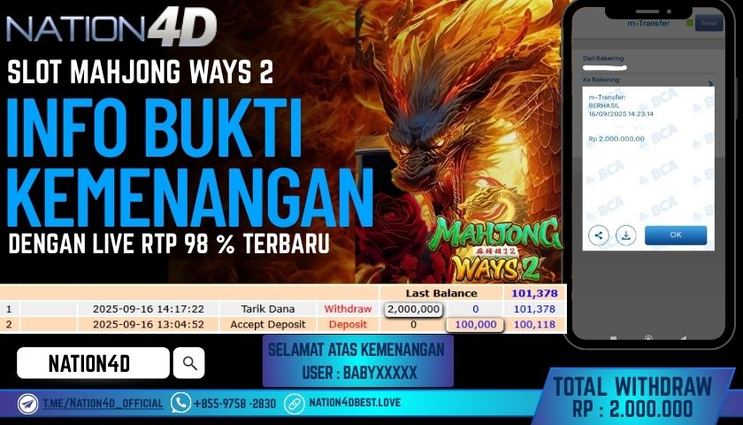 NATION4D -SLOT MAHJONG WAYS 2 RP.2,000,000 LUNAS!