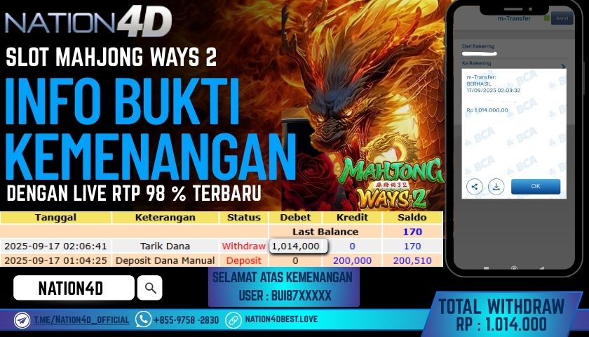 NATION4D -SLOT MAHJONG WAYS 2 RP.1,014,000 LUNAS!