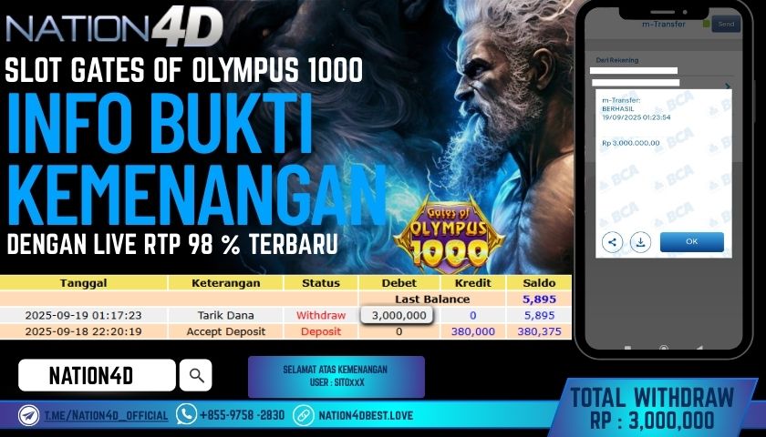 NATION4D -SLOT GATES OF OLYMPUS 1000 RP.3,000,000 LUNAS!