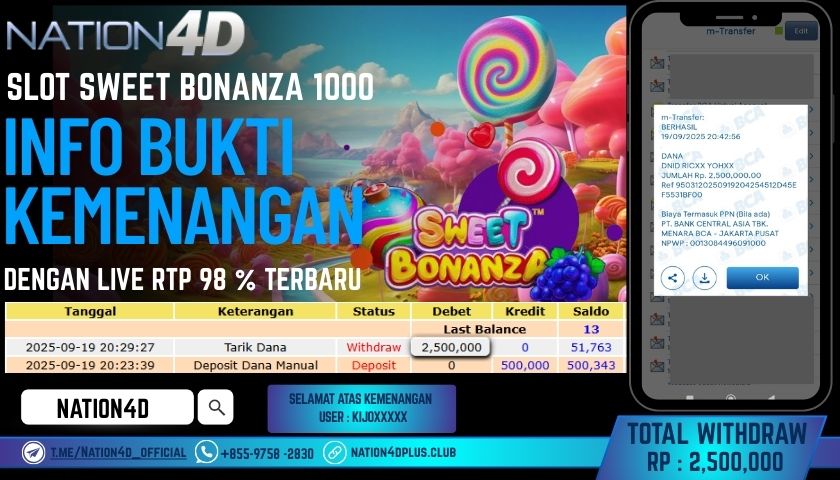 NATION4D -SLOT SWEET BONANZA 1000 RP.2,500,000 LUNAS!